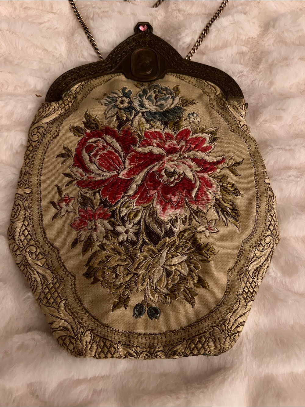 Vintage French Micro Petit Point Tapestry Purse 1920s to 1940s